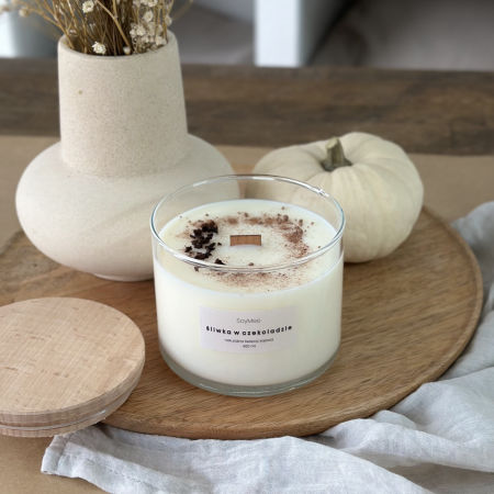 Świeca sojowa w szkle ŚLIWKA W CZEKOLADZIE 400 ml